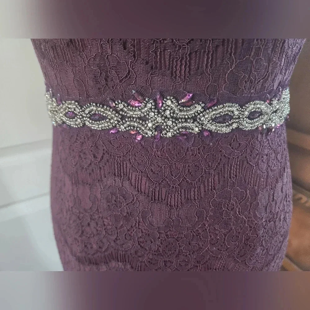 Gorgeous Sleeveless Purple Lace Dress by Betsy & Adam Sz 6 - Picture 9 of 12